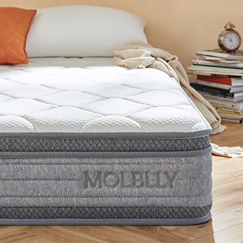 Molblly King Mattress, 14 Inch Cooling-Gel Memory Foam and Individually Pocket Innerspring Hybrid Mattress, King Bed Mattress in a Box, CertiPUR-US Certified,76”*80”, Medium Firm King Size Mattress