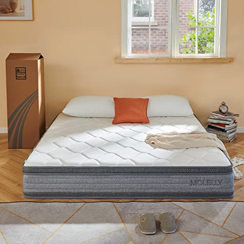 Molblly King Mattress, 14 Inch Cooling-Gel Memory Foam and Individually Pocket Innerspring Hybrid Mattress, King Bed Mattress in a Box, CertiPUR-US Certified,76”*80”, Medium Firm King Size Mattress