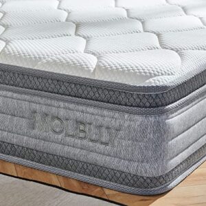 Molblly King Mattress, 14 Inch Cooling-Gel Memory Foam and Individually Pocket Innerspring Hybrid Mattress, King Bed Mattress in a Box, CertiPUR-US Certified,76”*80”, Medium Firm King Size Mattress