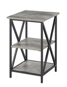 convenience concepts tucson end table with shelves, 3-tier, faux birch/black