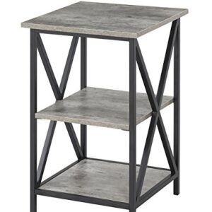 Convenience Concepts Tucson End Table with Shelves, 3-Tier, Faux Birch/Black