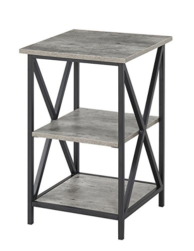 Convenience Concepts Tucson End Table with Shelves, 3-Tier, Faux Birch/Black