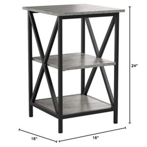 Convenience Concepts Tucson End Table with Shelves, 3-Tier, Faux Birch/Black