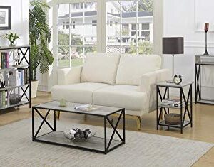 Convenience Concepts Tucson End Table with Shelves, 3-Tier, Faux Birch/Black