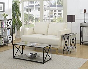 Convenience Concepts Tucson End Table with Shelves, 3-Tier, Faux Birch/Black