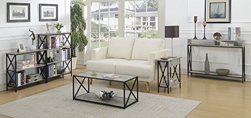 Convenience Concepts Tucson End Table with Shelves, 3-Tier, Faux Birch/Black