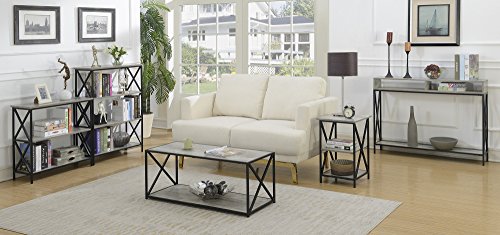 Convenience Concepts Tucson End Table with Shelves, 3-Tier, Faux Birch/Black