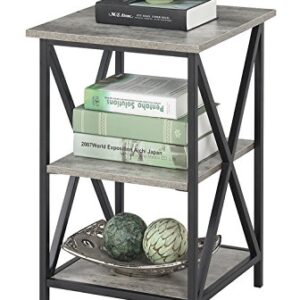 Convenience Concepts Tucson End Table with Shelves, 3-Tier, Faux Birch/Black