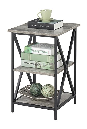 Convenience Concepts Tucson End Table with Shelves, 3-Tier, Faux Birch/Black