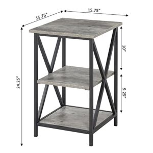 Convenience Concepts Tucson End Table with Shelves, 3-Tier, Faux Birch/Black
