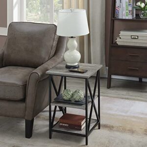 Convenience Concepts Tucson End Table with Shelves, 3-Tier, Faux Birch/Black