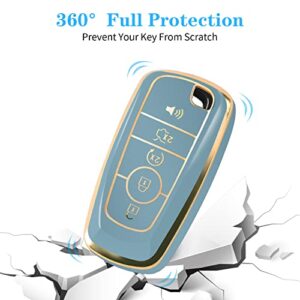 MILD EAST For Ford Key Fob Cover with Keychain, Soft TPU Key Case Shell Full Protection for Ford Explorer Fusion Escape Edge Expedition F150 F250 F350 F450 F550 Maverick Mustang(Blue)