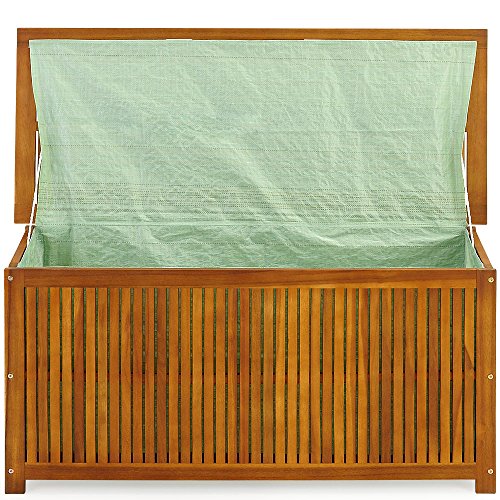 cucunu Outdoor Storage Box 65 Gallon Wooden Deck Boxes for Patio Garden Pool 46x20x24 Inch Waterproof Wood Chest Large Container