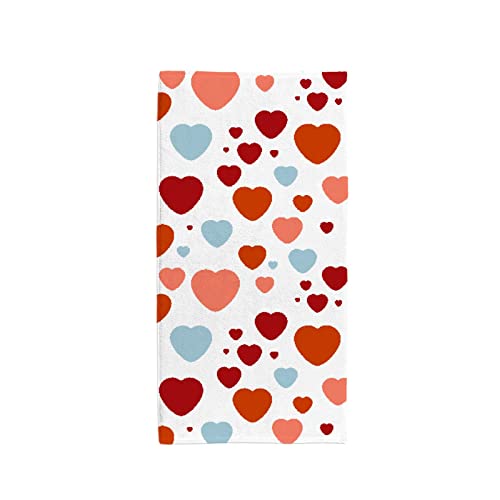 My Little Nest Hand Towels for Bathroom Valentines Day with Hearts Absorbent Small Bath Towel Soft Kitchen Towels Fingertip Towel for Guest and Bar 30 x 15 inch