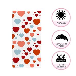 My Little Nest Hand Towels for Bathroom Valentines Day with Hearts Absorbent Small Bath Towel Soft Kitchen Towels Fingertip Towel for Guest and Bar 30 x 15 inch