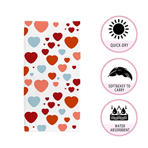 My Little Nest Hand Towels for Bathroom Valentines Day with Hearts Absorbent Small Bath Towel Soft Kitchen Towels Fingertip Towel for Guest and Bar 30 x 15 inch