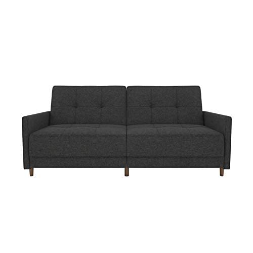 DHP Andora Coil Futon Sofa Bed Couch with Mid Century Modern Design - Grey Linen