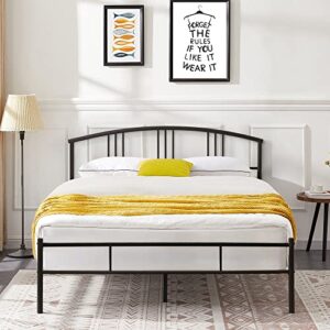 vecelo 14 inch queen bed frame metal platform mattress foundation with headboard footboard steel slat support/no box spring needed/easy assembly
