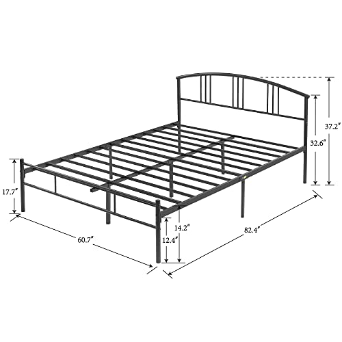 VECELO 14 inch Queen Bed Frame Metal Platform Mattress Foundation with headboard Footboard Steel Slat Support/No Box Spring Needed/Easy Assembly