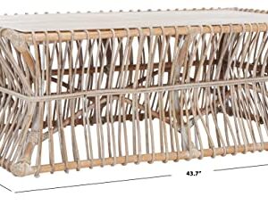 Safavieh Home Collection Gensho Rattan Coffee Table, White/Grey Wash