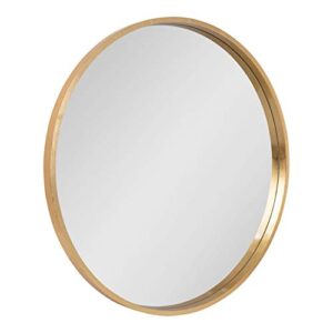kate and laurel travis round wood wall mirror, 31.5″ diameter, gold, modern glam wall décor accent