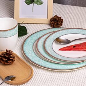 Fine Bone China Dinnerware Set,WPSLNWO 16 Pcs Classic Relief Pattern Gilt Edged High Grade Porcelain Tableware Sets For 4 People with Gift Box Packaging