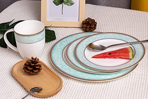 Fine Bone China Dinnerware Set,WPSLNWO 16 Pcs Classic Relief Pattern Gilt Edged High Grade Porcelain Tableware Sets For 4 People with Gift Box Packaging