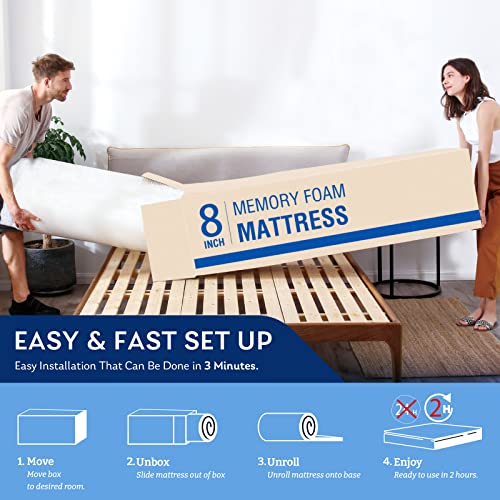 Twin Mattress in a Box, 8 inch Mattresses for Kids Bed Single Size Daybed Individual Bunk, Memory Foam Medium Firm