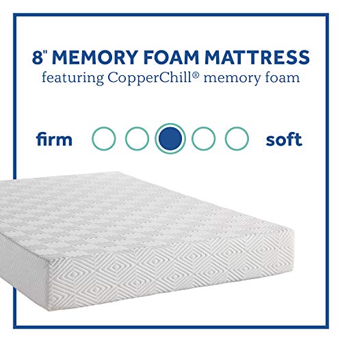 Sealy - Memory Foam Bed in a Box - 8 Inch, Medium Feel, Twin Size, CopperChill Technology, CertiPur-US Certified