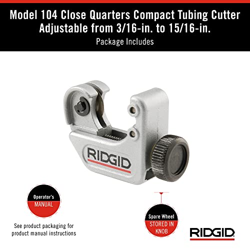 RIDGID 32985 Model 104 Close Quarters Tubing Cutter, 3/16-inch to 15/16-inch Tube Cutter