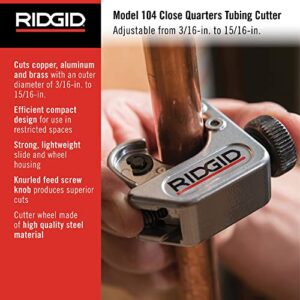 RIDGID 32985 Model 104 Close Quarters Tubing Cutter, 3/16-inch to 15/16-inch Tube Cutter