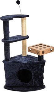 furhaven pet furniture for cats and kittens – tiger tough cat tree tower interactive playground with toys and condo, home base playground, blue