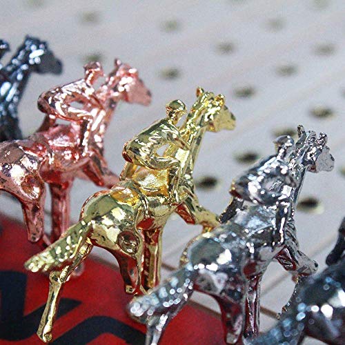 FINENI Horse Racing Board Game with Luxurious Durable Metal Horses, 11 Pieces , 1 Design & 4 Colors (3 Gold, 3 Silver, 3 Black and 2 Bronze), Real Birch Wood Horseracing Game Board, Golden Card & Dice