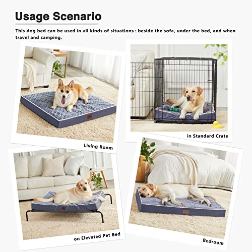 Western Home Large Dog Bed for Large, Jumbo, Medium Dogs, Orthopedic Pet Bed Mattress with Removable Washable Cover, Thick Egg Crate Foam Dog Bed with Non-Slip Bottom