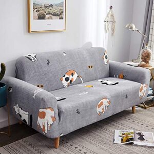 HUIJIE Sofa Slipcovers Sofa Cover,Universal High Elasticity Non-Slip Couch Slipcover Sleepy Cat Printed Sofa Cover,Modern Chair Cover Furniture Protector Christmas Decor,4,Seater 235,300Cm