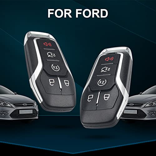 Key Fob Cover Shell Fit for Ford F150 F250 F350 Mustange Fusion Explorer Edge Replacement for 5 Button Smart Key for Proximity Remote