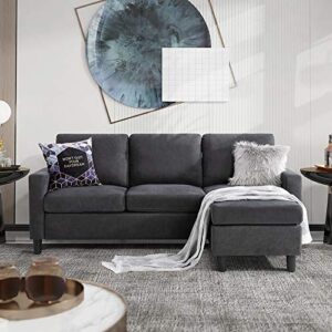 walsunny convertible sectional sofa, l-shaped couch with chaise, modern small sectional couches for small spaces, living room(grey)