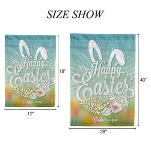 My Little Nest Seasonal Garden Flag Happy Easter Rabbit Flowers Double Sided Vertical Garden Flags for Home Yard Holiday Flag Outdoor Decoration Farmhouse Banner 28"x40"