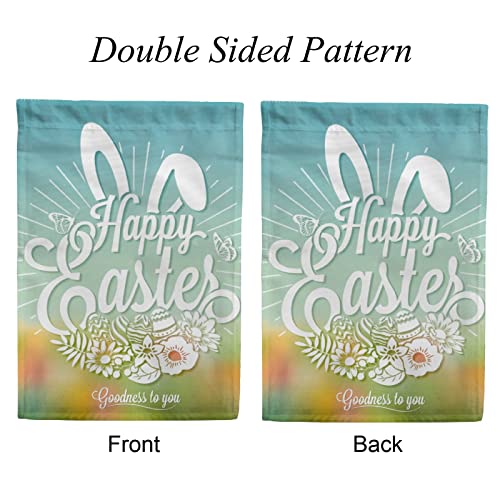 My Little Nest Seasonal Garden Flag Happy Easter Rabbit Flowers Double Sided Vertical Garden Flags for Home Yard Holiday Flag Outdoor Decoration Farmhouse Banner 28"x40"