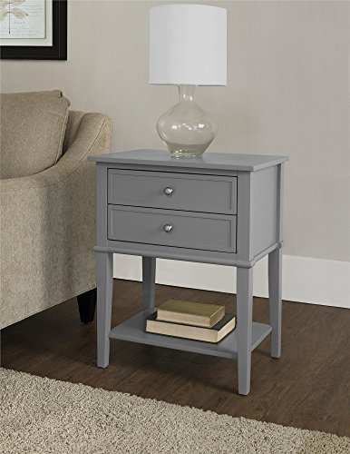 Ameriwood Home Franklin Accent Table with 2 Drawers, Gray -