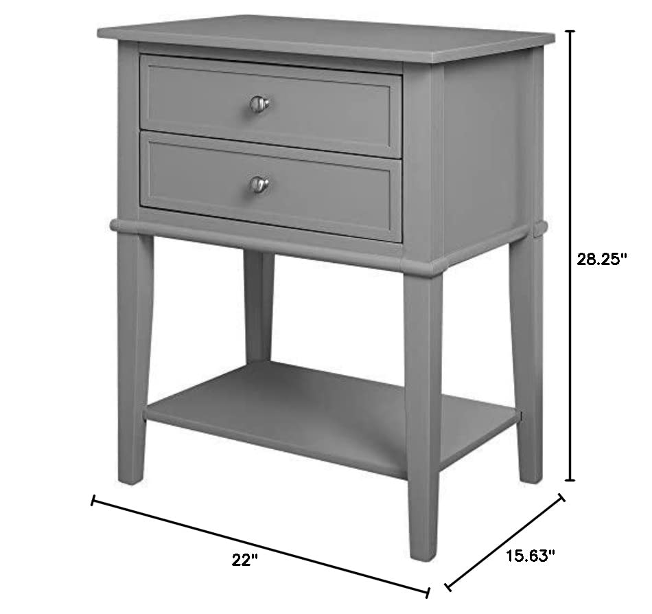 Ameriwood Home Franklin Accent Table with 2 Drawers, Gray -