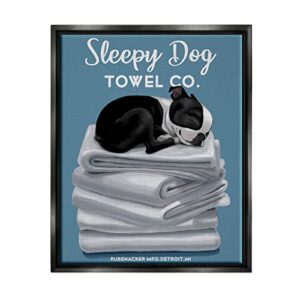 stupell industries sleepy dog towel co. adorable boston terrier bathroom, design by brian rubenacker