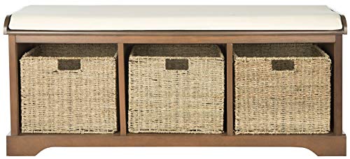 Safavieh American Homes Collection Lonan Grey and White Wicker Storage Bench, 0, Brown