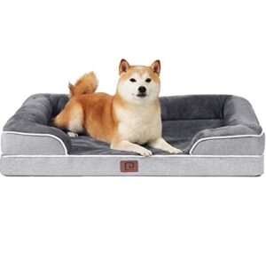 eheyciga memory foam large dog bed with sides, waterproof orthopedic dog beds for large dogs, non-slip bottom and egg-crate foam large dog couch bed with washable removable cover