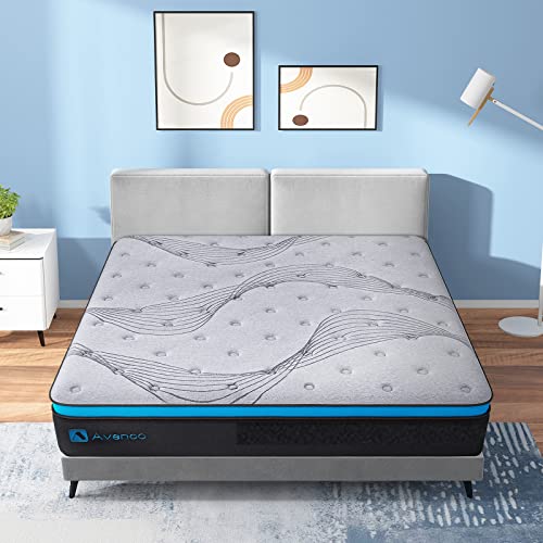 Avenco California King Hybrid Mattress, 12 Inch Cal King Mattress in a Box, Medium Firm Pocket Spring and Gel Memory Foam Mattress, Edge Support, CertiPUR-US Certified