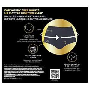 Always Zzzs Overnight Disposable Period Underwear for Women, Size Large, Black Period Panties, Leakproof, Large, 14 Count