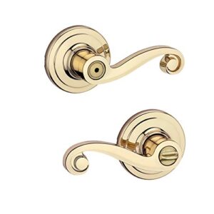 kwikset 97300-820 lido bed/bath doorlever, polished brass