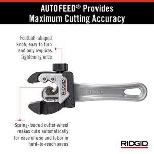 RIDGID 32573 Model 118 2-in-1 Close Quarters AUTOFEED 1/4" to 1-1/8" Metal Tubing Compact Cutter, Silver/Black