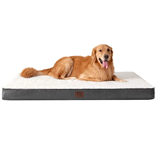 EHEYCIGA Washable Dog Beds for Extra Large Dogs, XL Dog Bed with Removable Cover for Crate, Orthopedic Foam Pet Bed Dog Mat Mattress Cushions for Extra Large Dogs, Beige