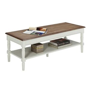 Convenience Concepts French Country Coffee Table with Shelf, Driftwood/White